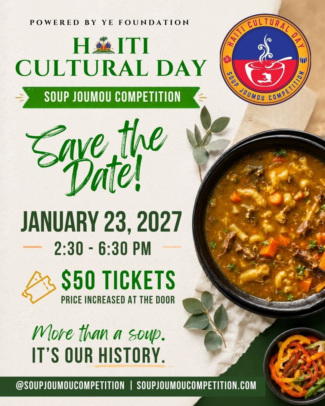 Haiti Cultural Day Soup Joumou Competition save the date flyer